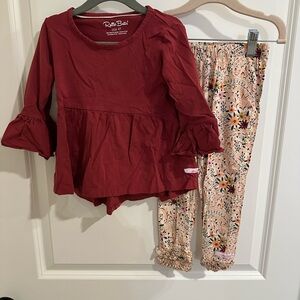 Ruffle Butts Red and Pink with Flowy Bell Sleeves